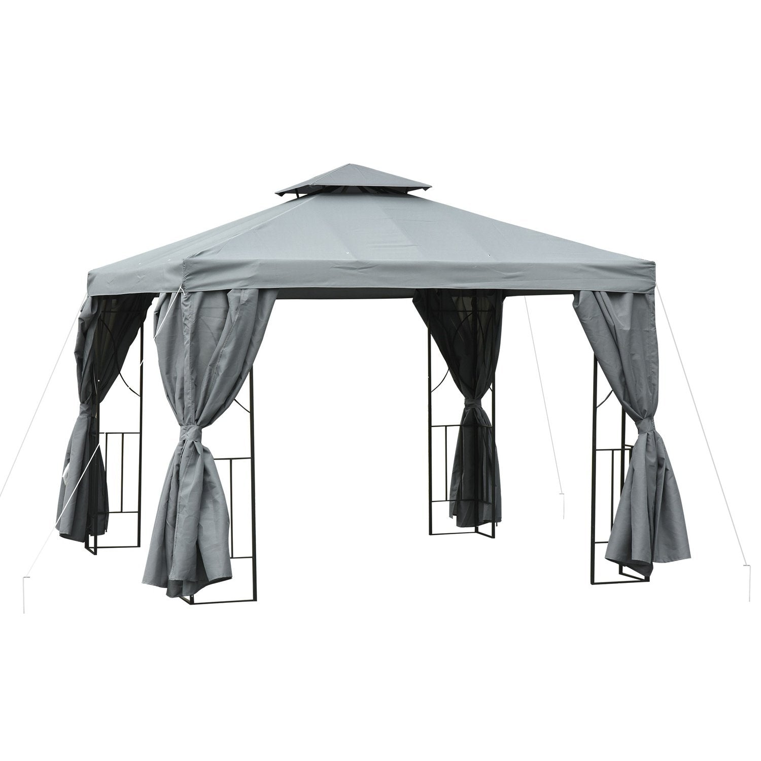 3X3M Double Roof Partytelt Vanntett UV-beskyttelse Metall Polyester Mørkegrå