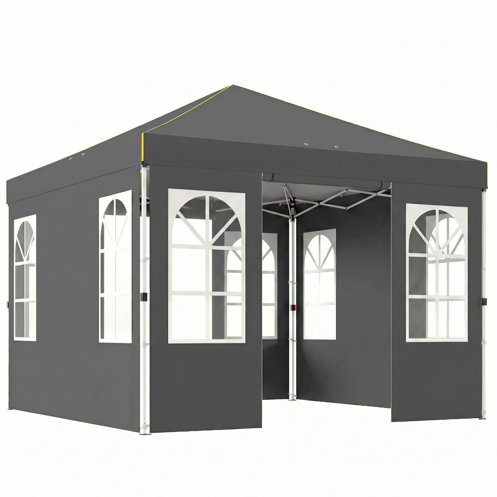3x3m popup-paviljong, UPF 50+ Oxfordtyg, mörkgrå