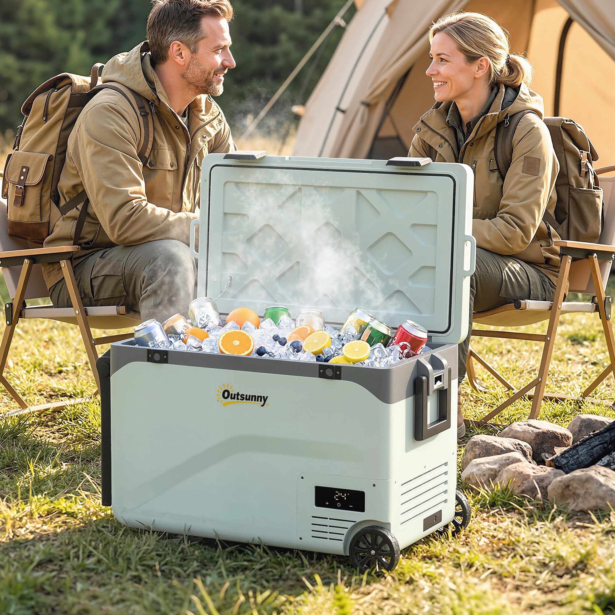 42,5L elektrisk kompressorkylbox med Bluetooth och hjul