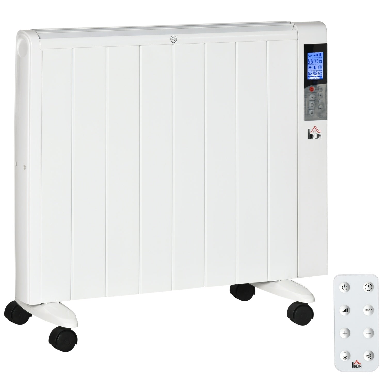 Elvärmare 2000W – LCD, fjärrkontroll, hjul, kassaskåp