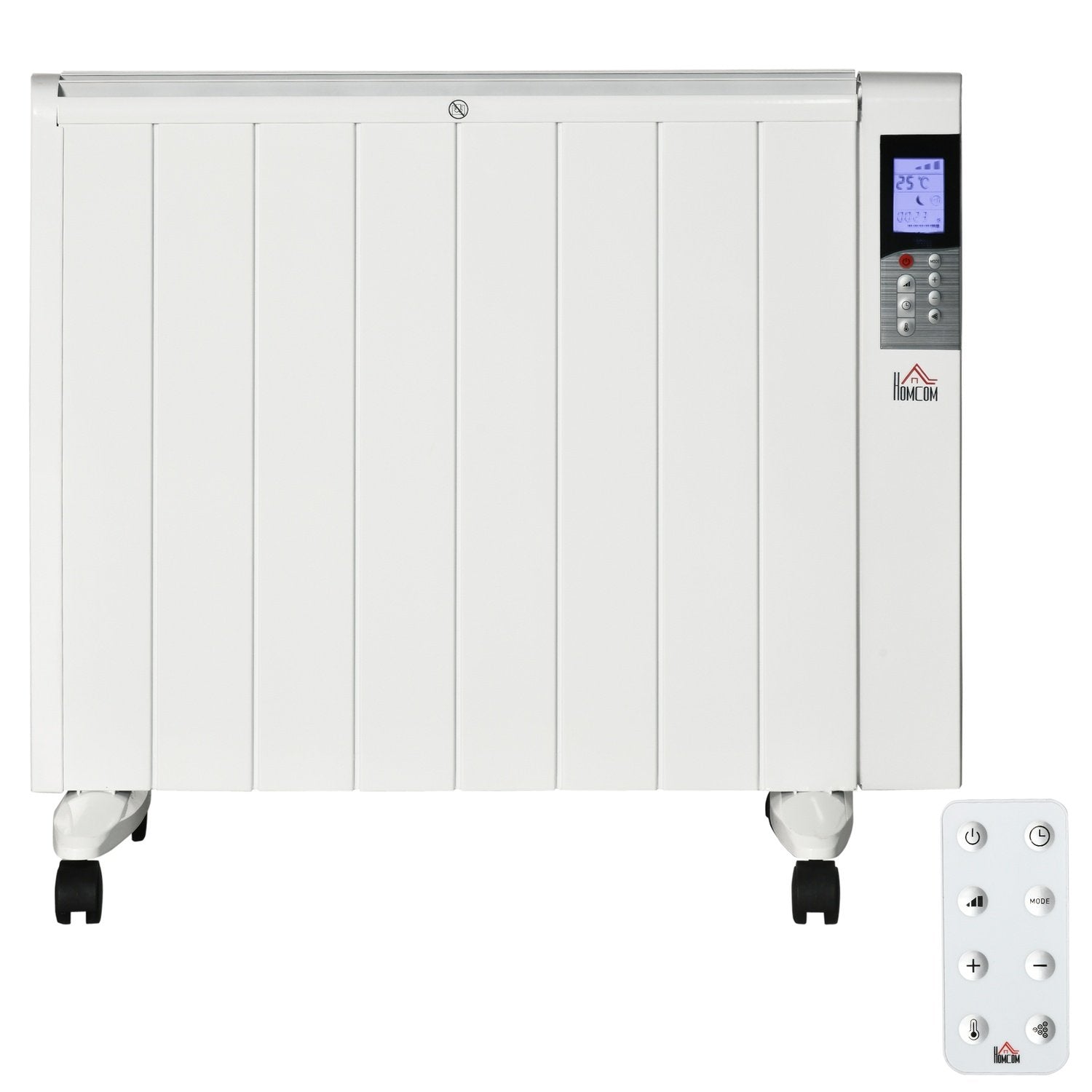 4-Lägesradiator Med Lcd-Display 2000W Elvärmare 2 Nivåer 5-35℃, Fjärrkontroll, Hjul Och Skydd För 15 M² Rum 75 X 7,5 X 58,5 Cm