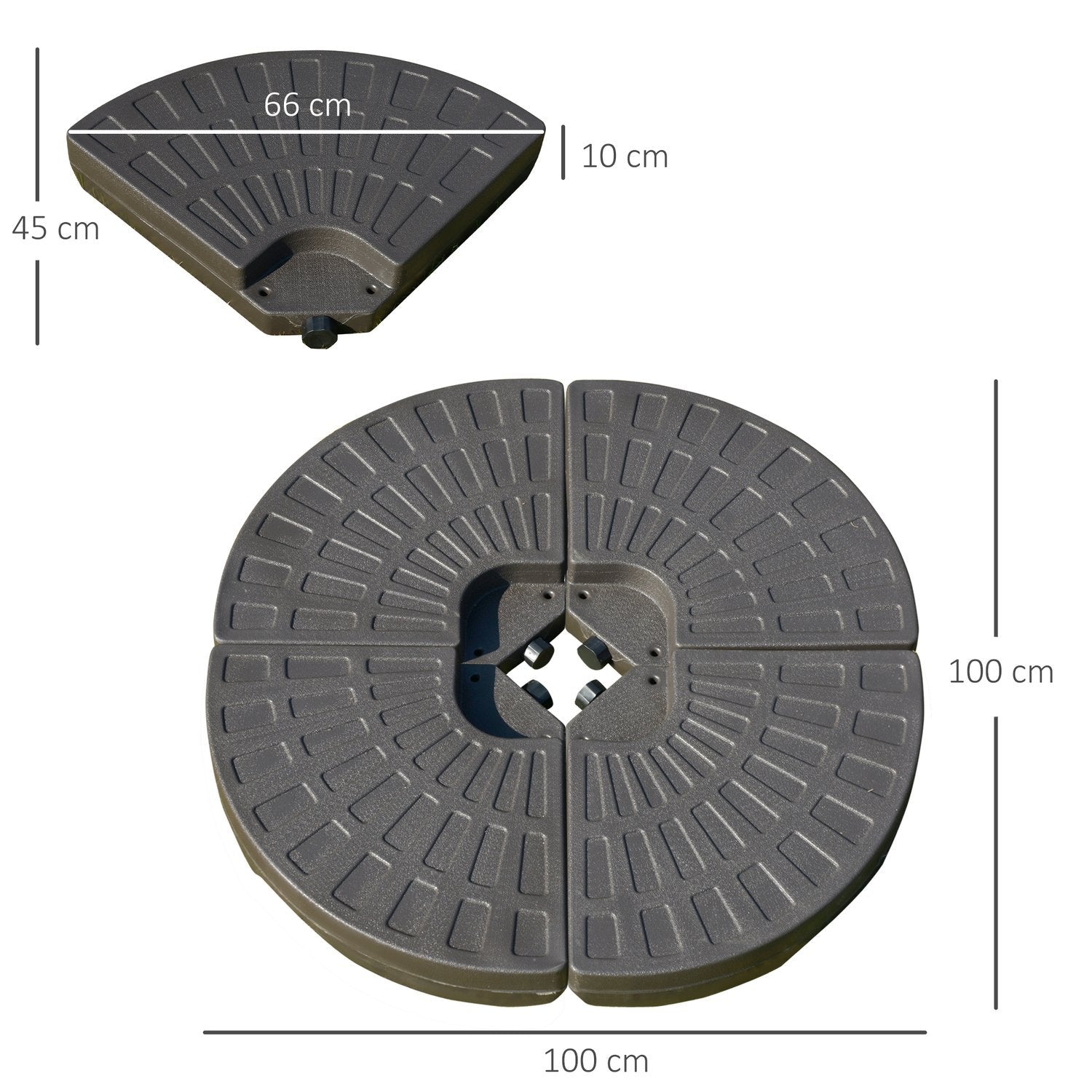 Paraplyställ, Fyllbart Med 17Kg Vatten/25Kg Sand, Hdpe, Kaffe, 100X100X10,5Cm