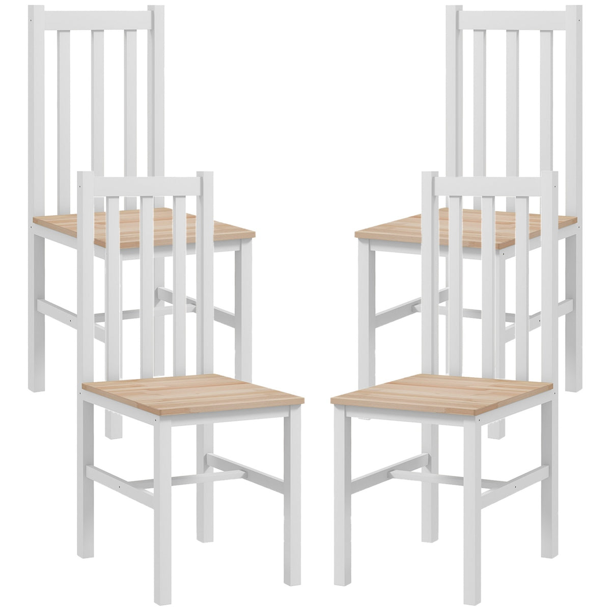 4-delade matstolar i massivt trä, modern design, naturlig