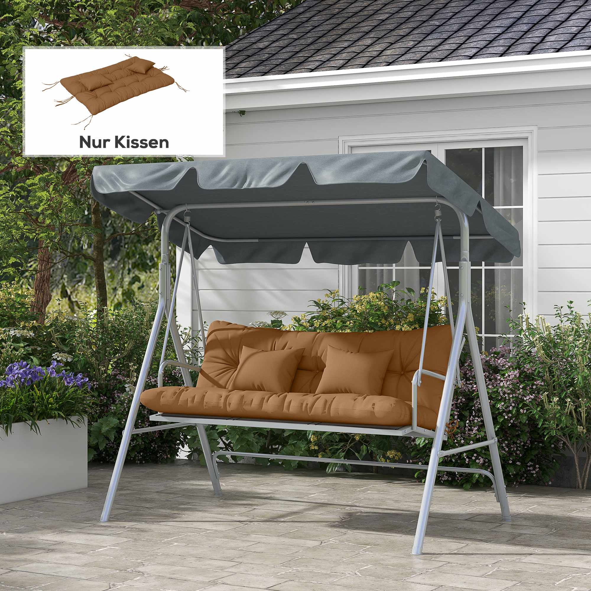 4-delat vattentätt sittdynset, 150x50 cm, brun