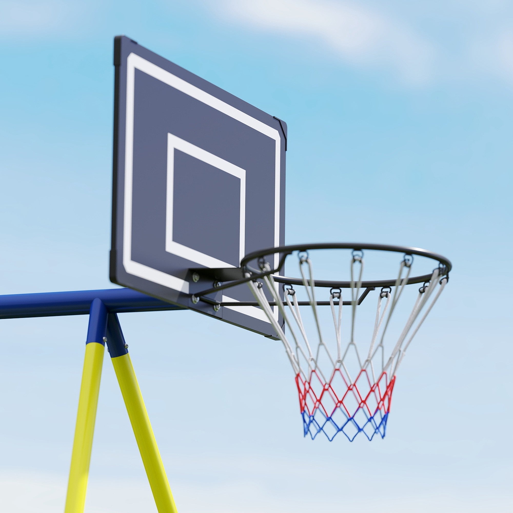 4-i-1-gunga med näsgunga, basket- och fotbollsmål