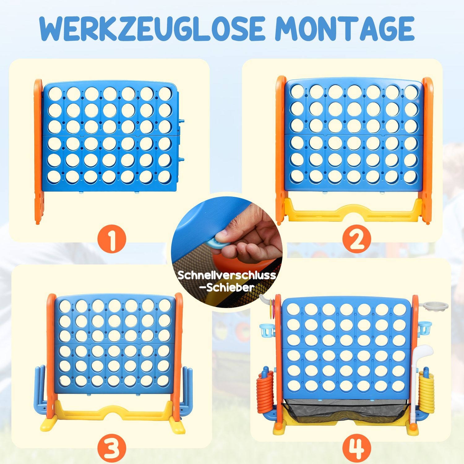 4-i-1-spelset, justerbart, plast, färgglatt