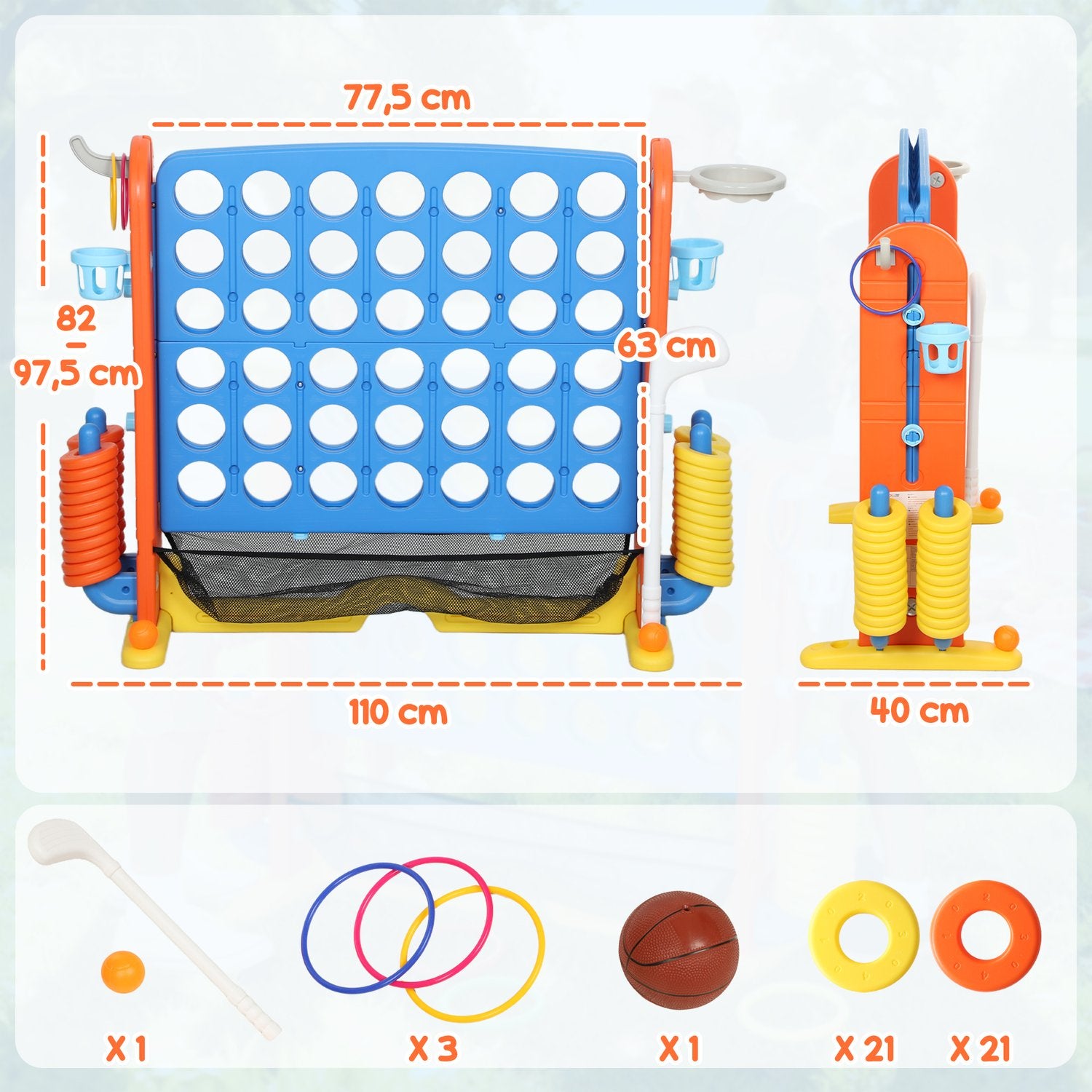4-i-1-spelset, justerbart, plast, färgglatt