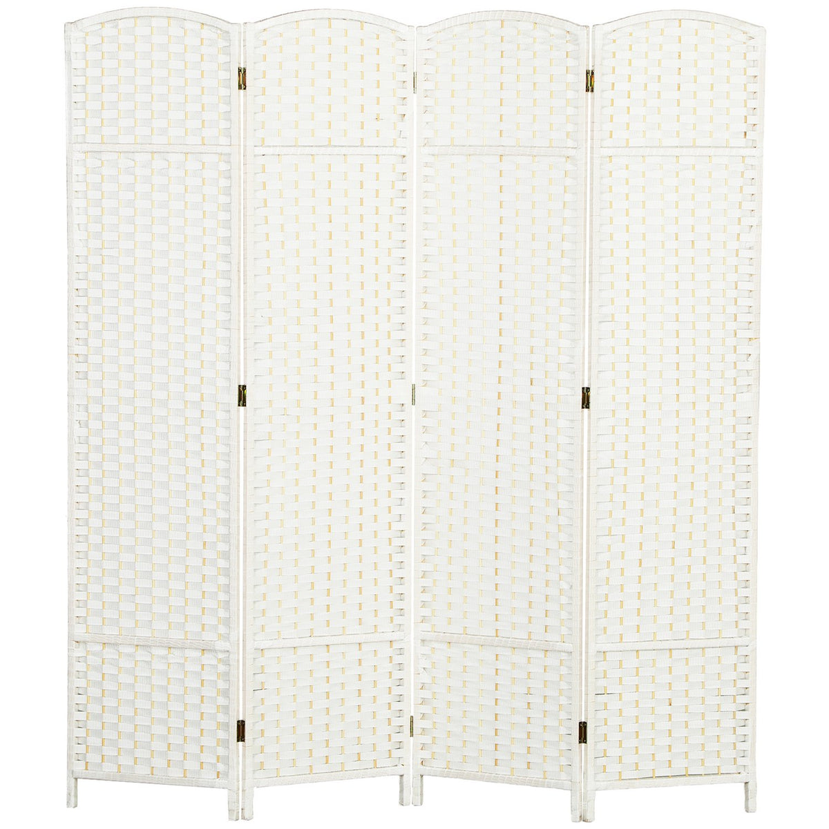 4-panels sammenleggbar romdeler, hvit polypropylen