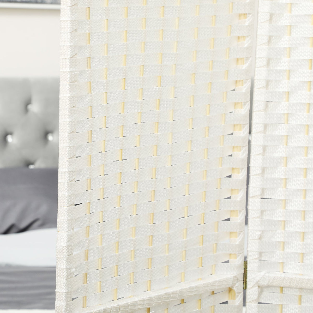 4-panels sammenleggbar romdeler, hvit polypropylen