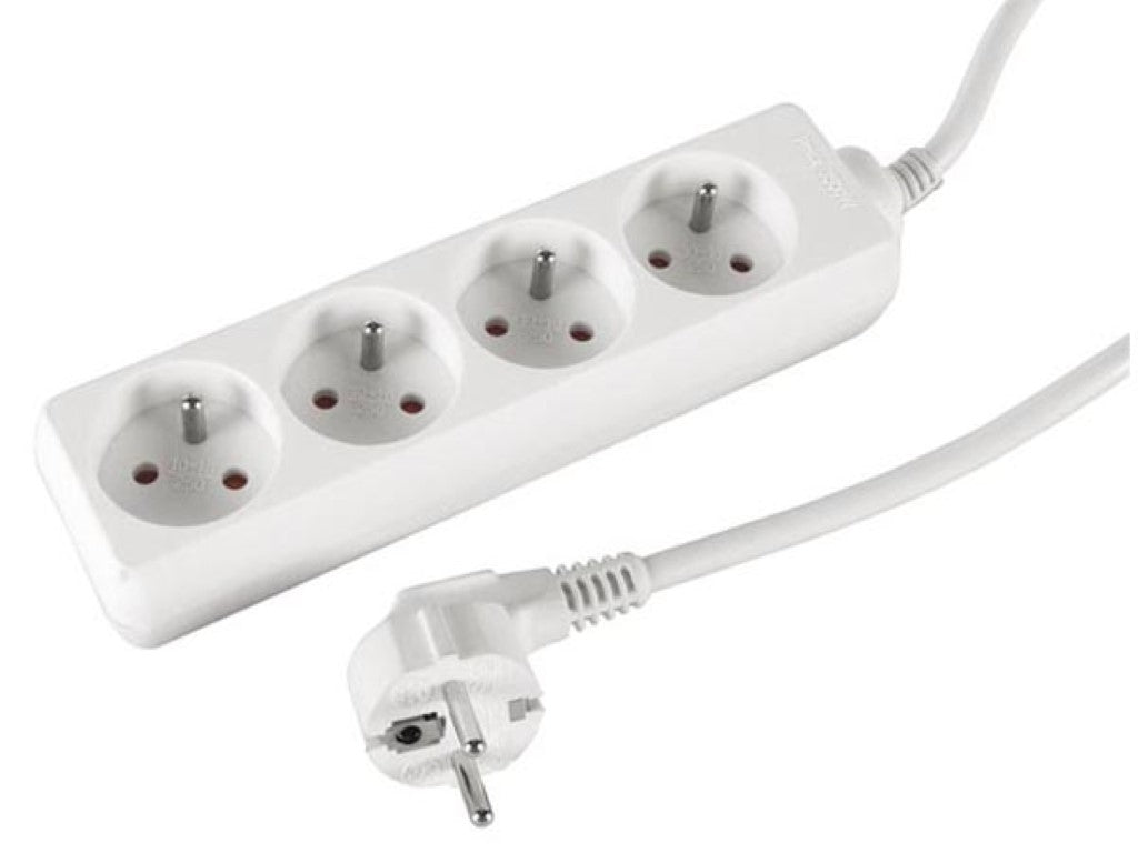 4-vägs uttag-uttag - 1,5 M kabel - vit - fransk uttag