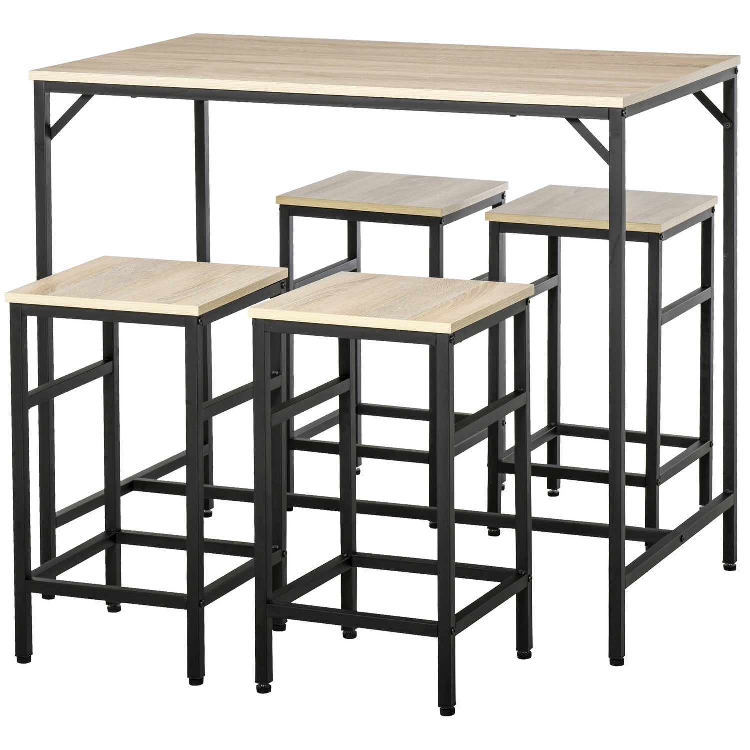 5-delad barbordsset, stålstomme, ekfinish