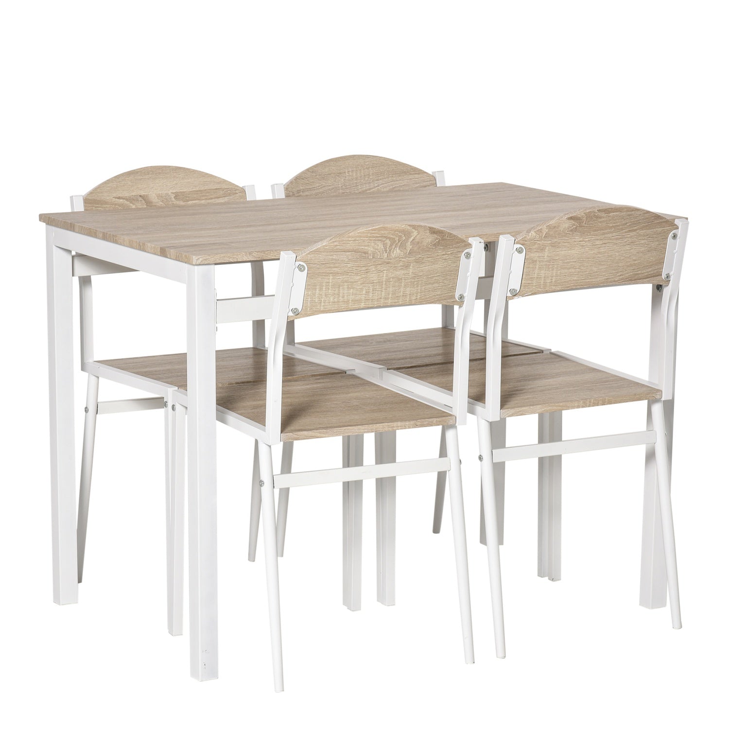 5-delad matbordsset, träfibrer MDF & metall, grå/vit