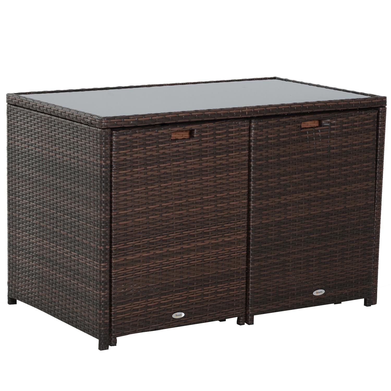 5-delad trädgårdsmöbler i polyrotting – väderbeständig