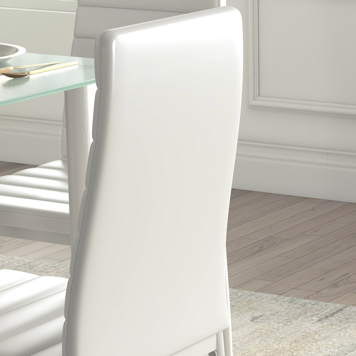 5-delat matsalsset, glasbord & 4 stålstolar, svart