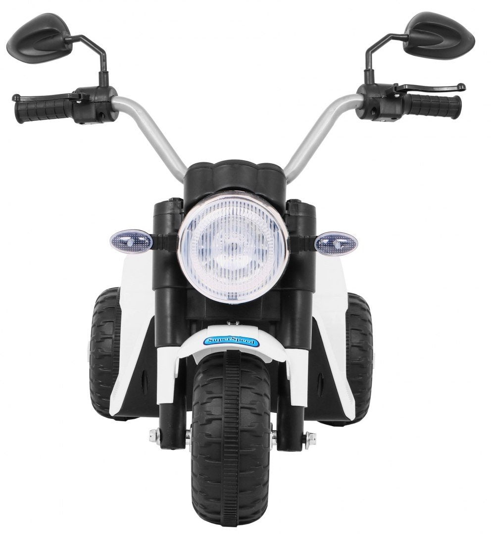 6V MiniBike med LED-lys, musikk, skinnsete