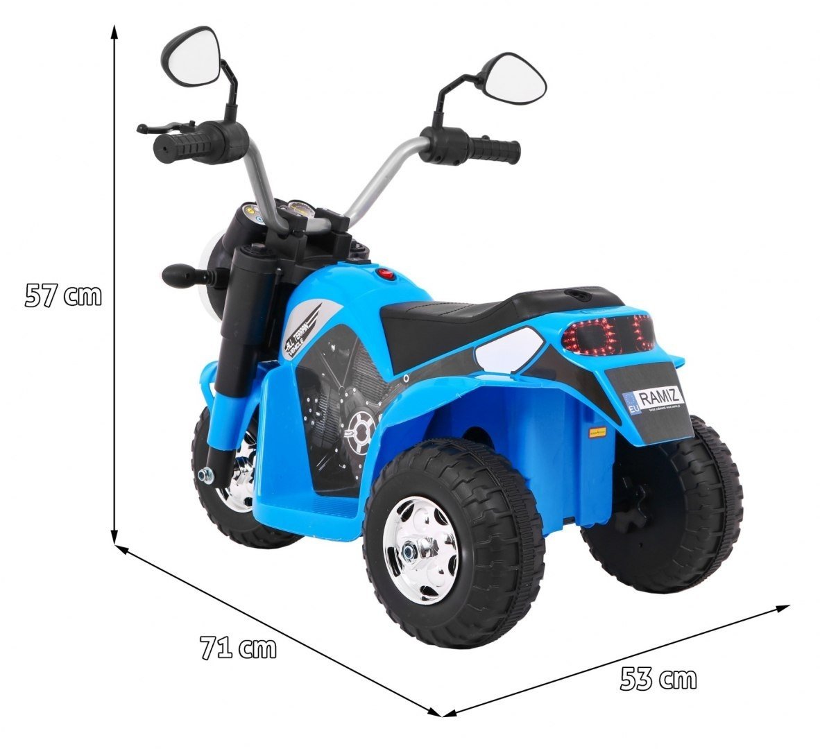 6V MiniBike med LED-lys, musikk, skinnsete