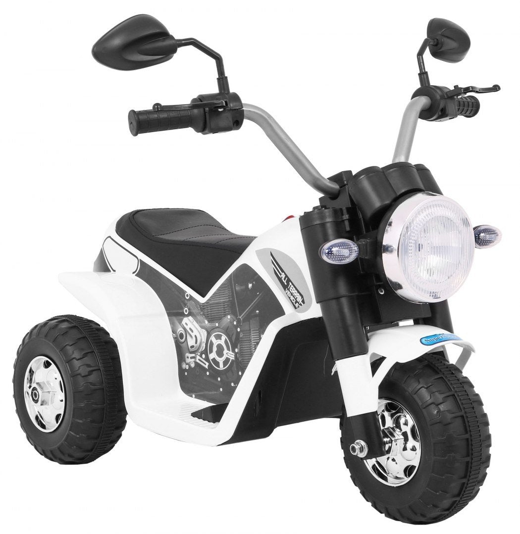 6V MiniBike med LED-lys, musikk, skinnsete