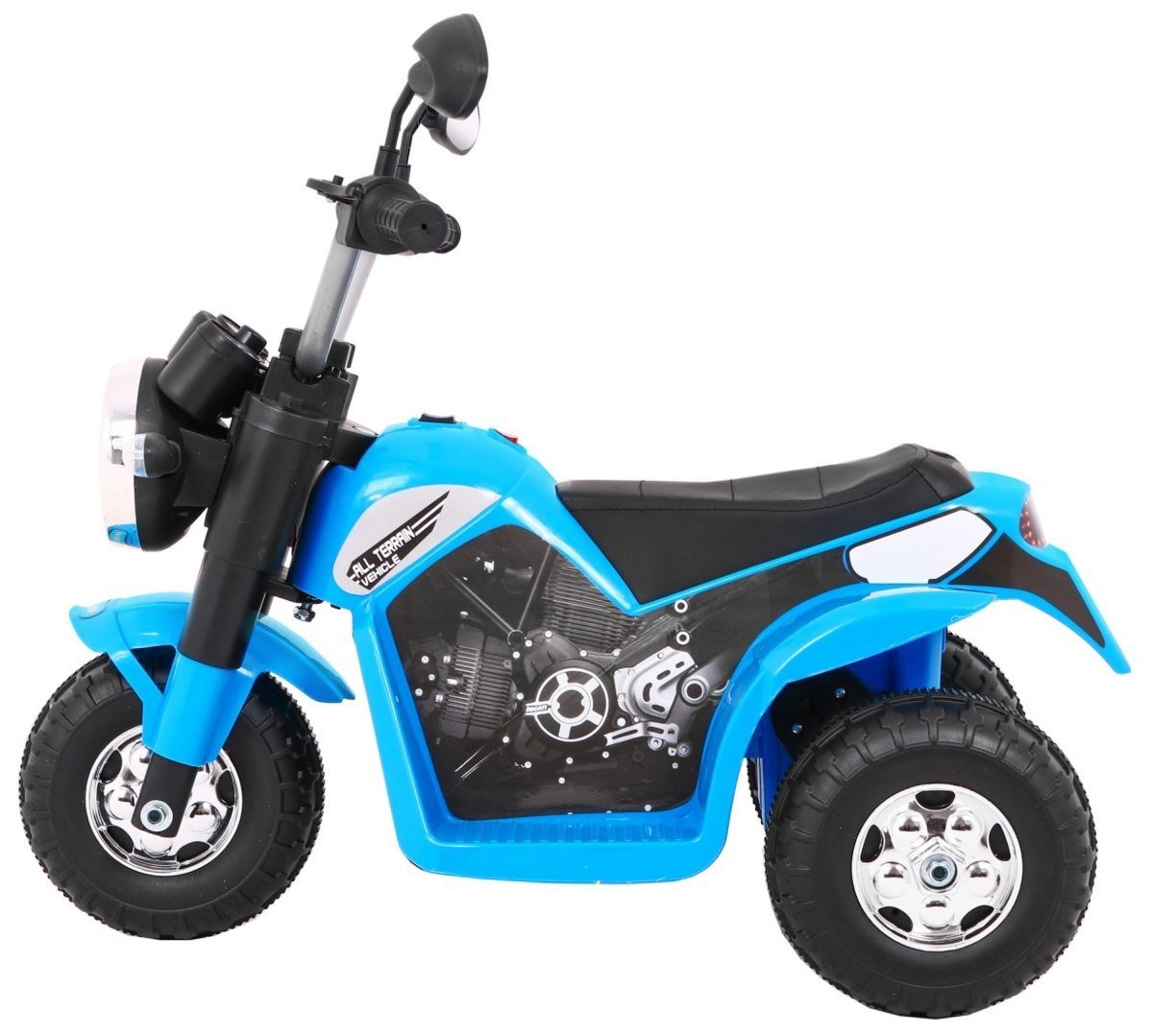 6V MiniBike med LED-lys, musikk, skinnsete