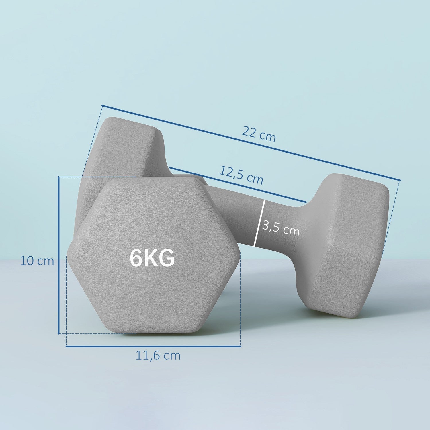 6 kg hex hantelset, halkfritt grepp, hemmagym