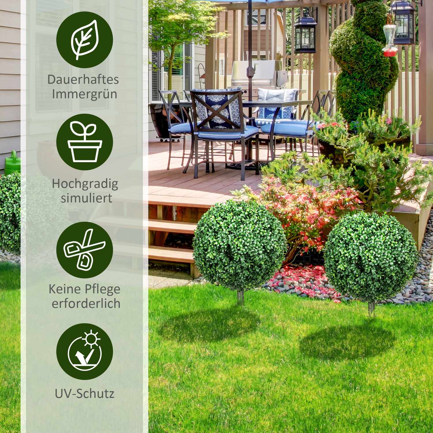 70 cm Stora UV-skyddade konstgjorda buxbomväxter för inomhus/utomhusbruk