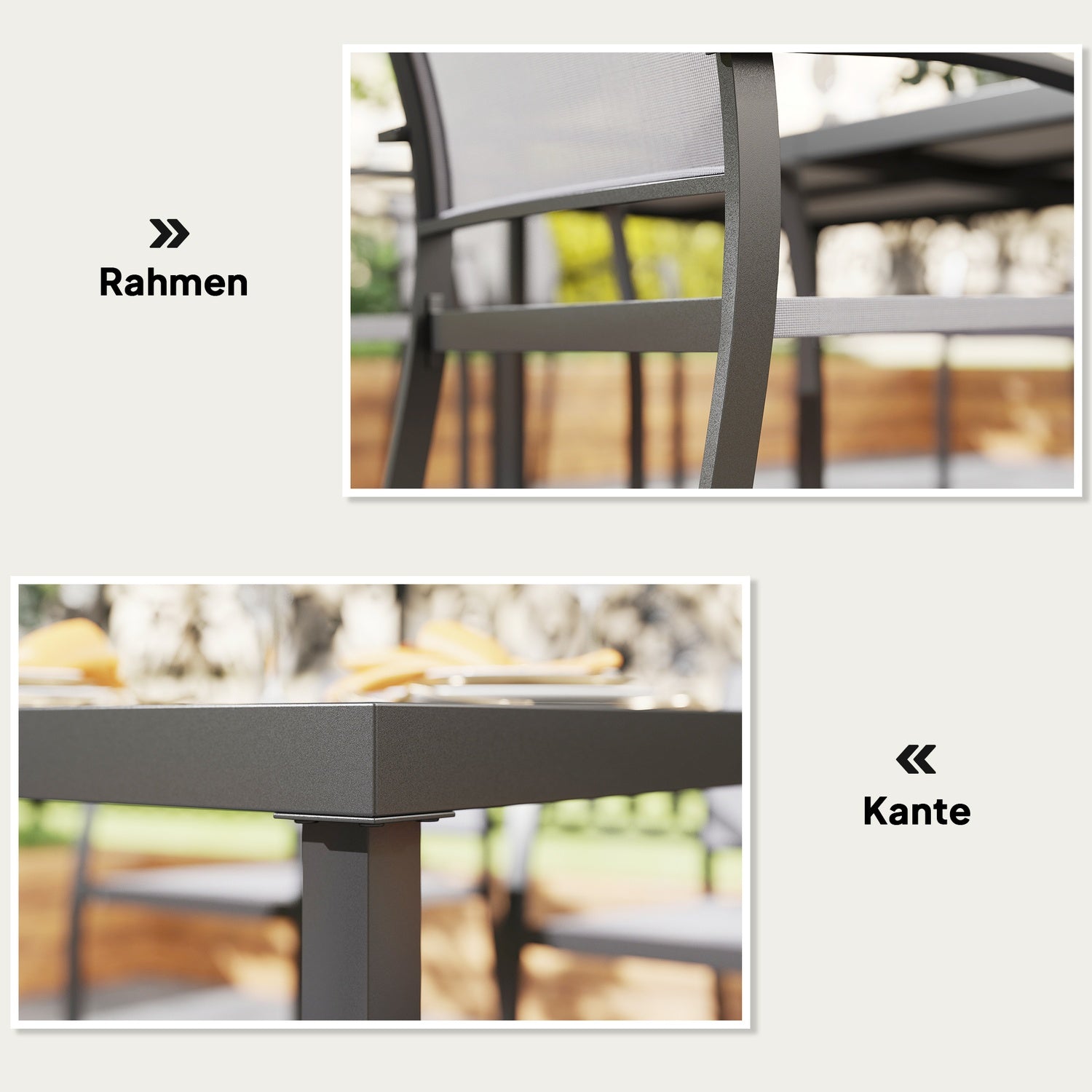 7-delat uteserveringsset – Stapelbara stolar i stål