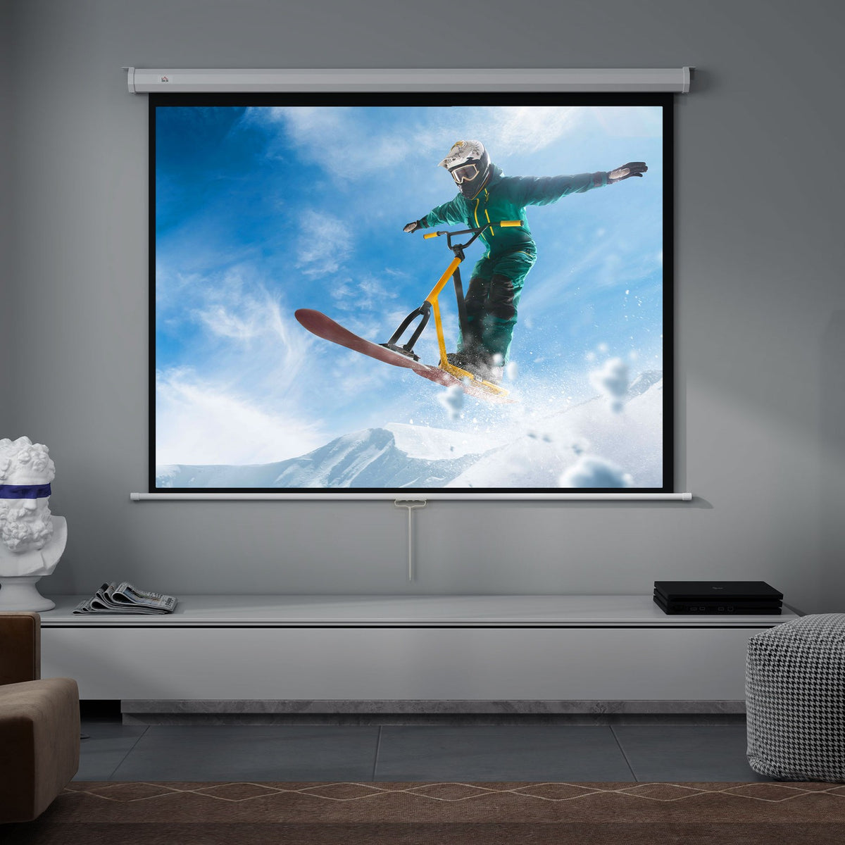 84" 4:3-projektorduk, 4K HD, vegg-/takmontering