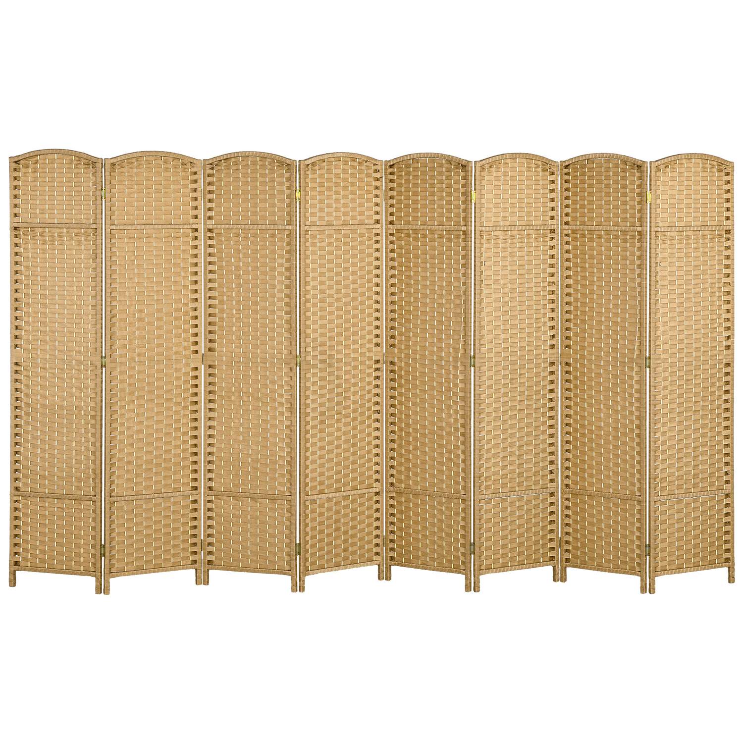 8-panels fällbar rumsavdelare, polypropen, naturligt trä