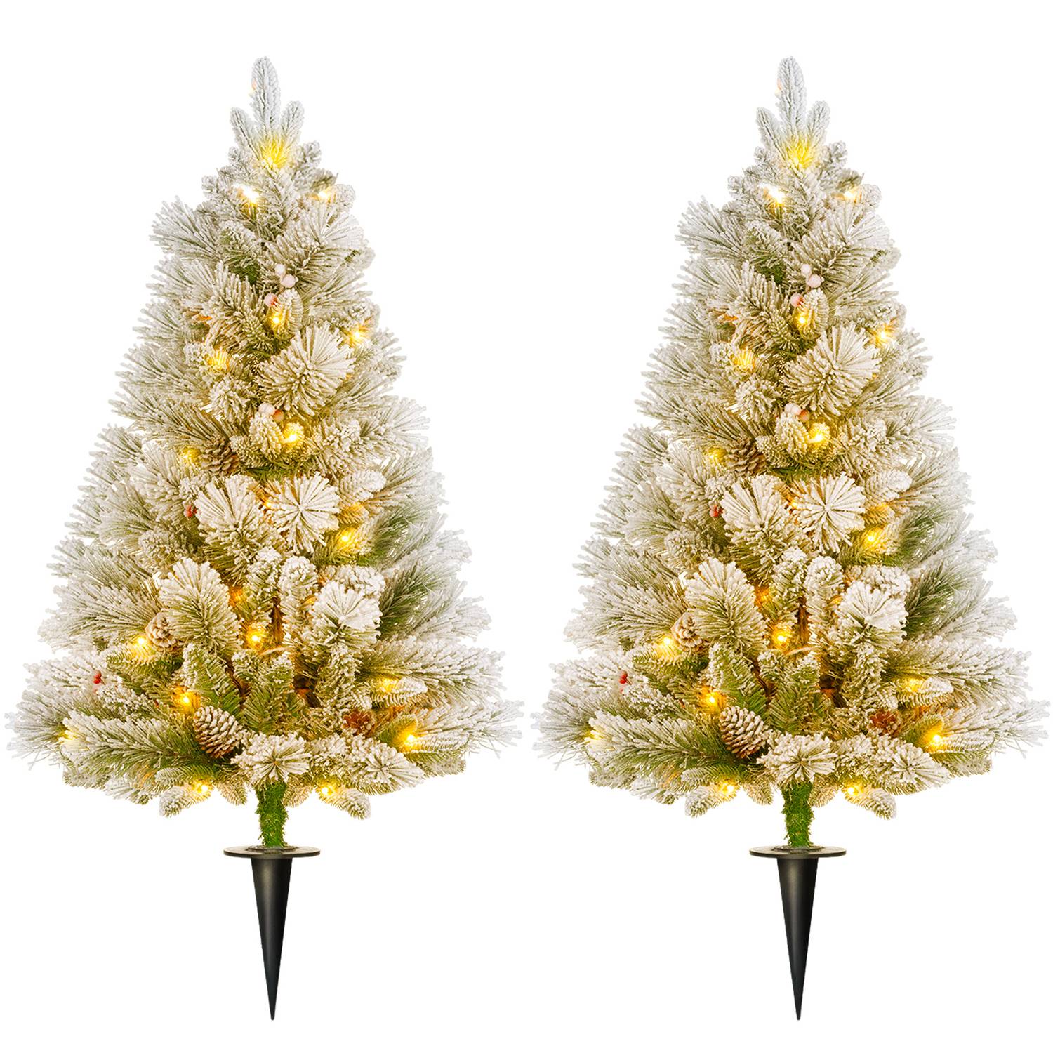 Konstgjorda julgranar, 90 cm, 100 LED-ljus, set om 2