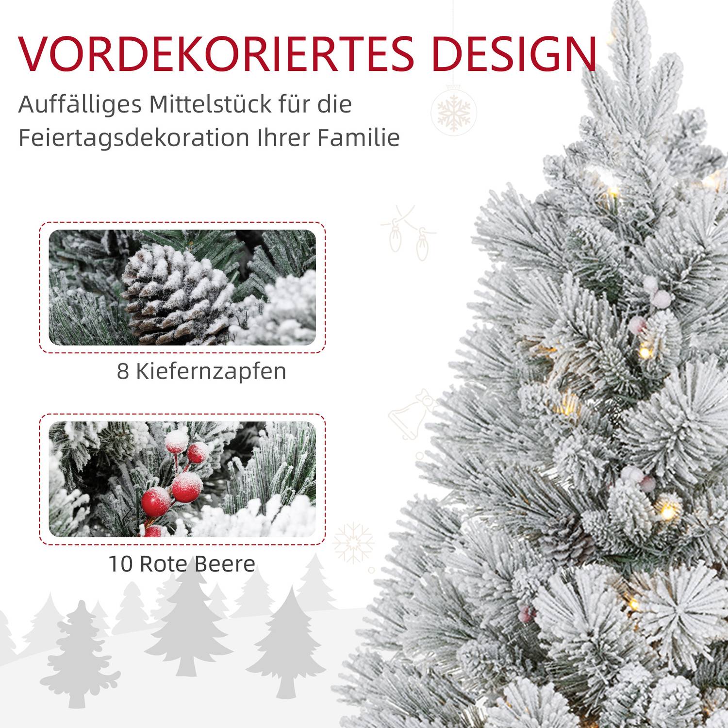 Konstgjorda julgranar, 90 cm, 100 LED-ljus, set om 2