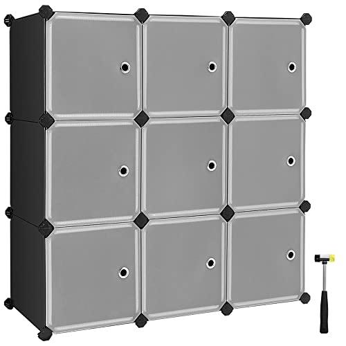 9-Cube Black Storage Organizer med dører, enkel montering