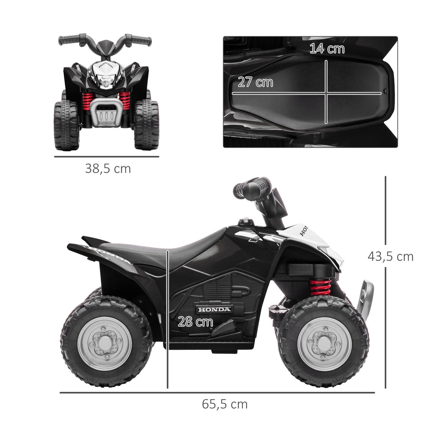 Elektrisk Quad Mini Quad for barn 18 måneder og oppover, elektrisk ATV for barn med ledd og horn, metall, svart