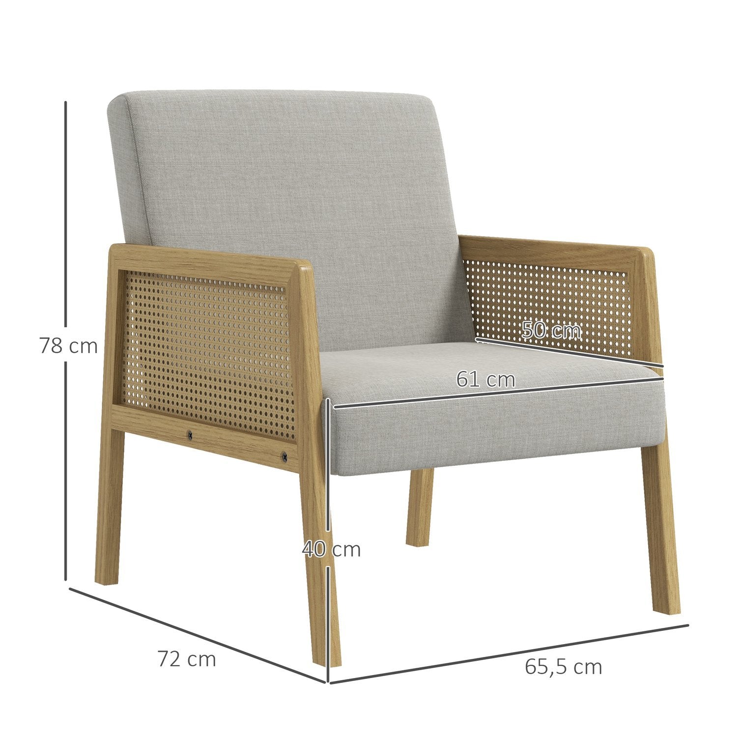 Accentstol, Relaxstol & Fåtölj Med Armstöd I Rottinglook, Stoppad, Linnelook, För Vardagsrummet