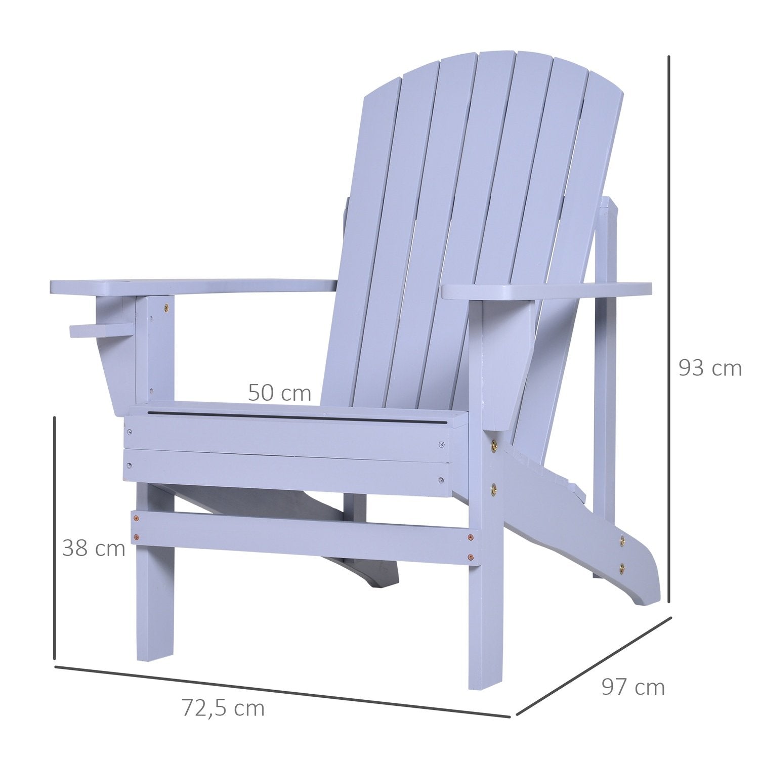 Adirondack Hagestol Med koppholder Hagestol Balkongstol Heltre Grå 72,5 X 97 X 93 Cm