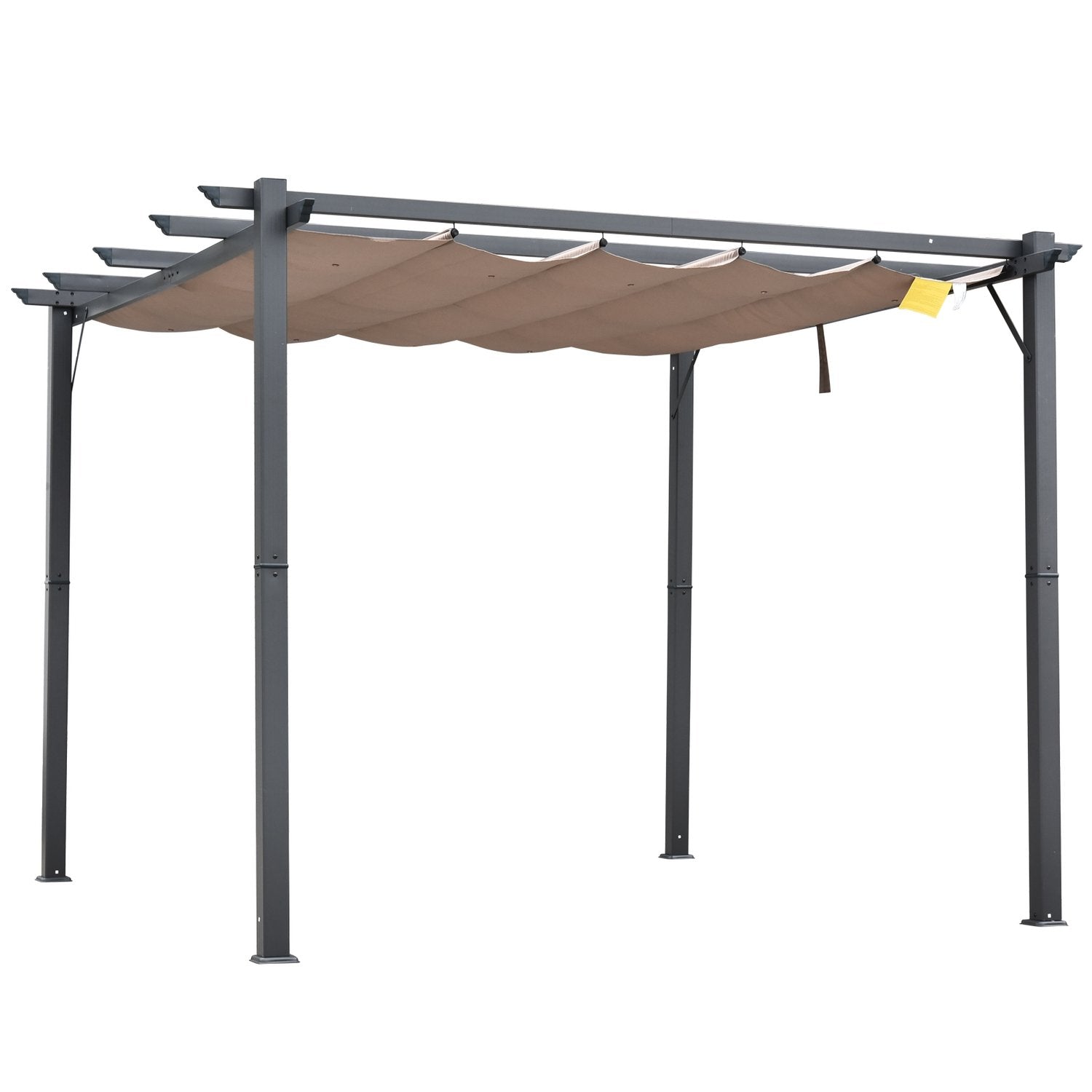 Pergola Paviljong Uteplass Baldakin Med Skyvetak Hage Aluminium Kullgrå + Kaffe Brun 3X3X2,23 M