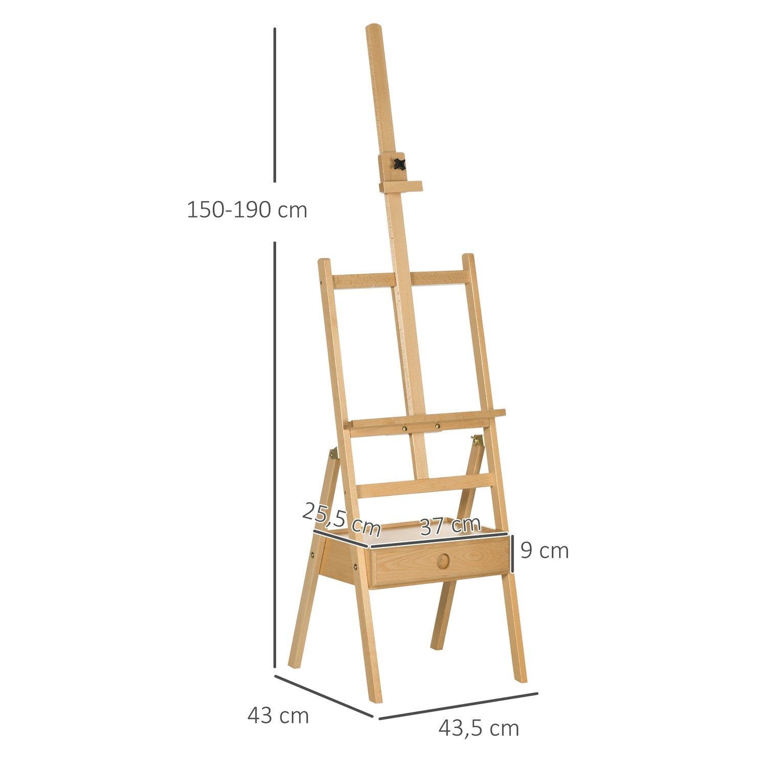 Staffeli stående staffeli sammenleggbar tre staffeli Høydejusterbar studio staffeli med holder, for lerreter opptil 92 cm høye