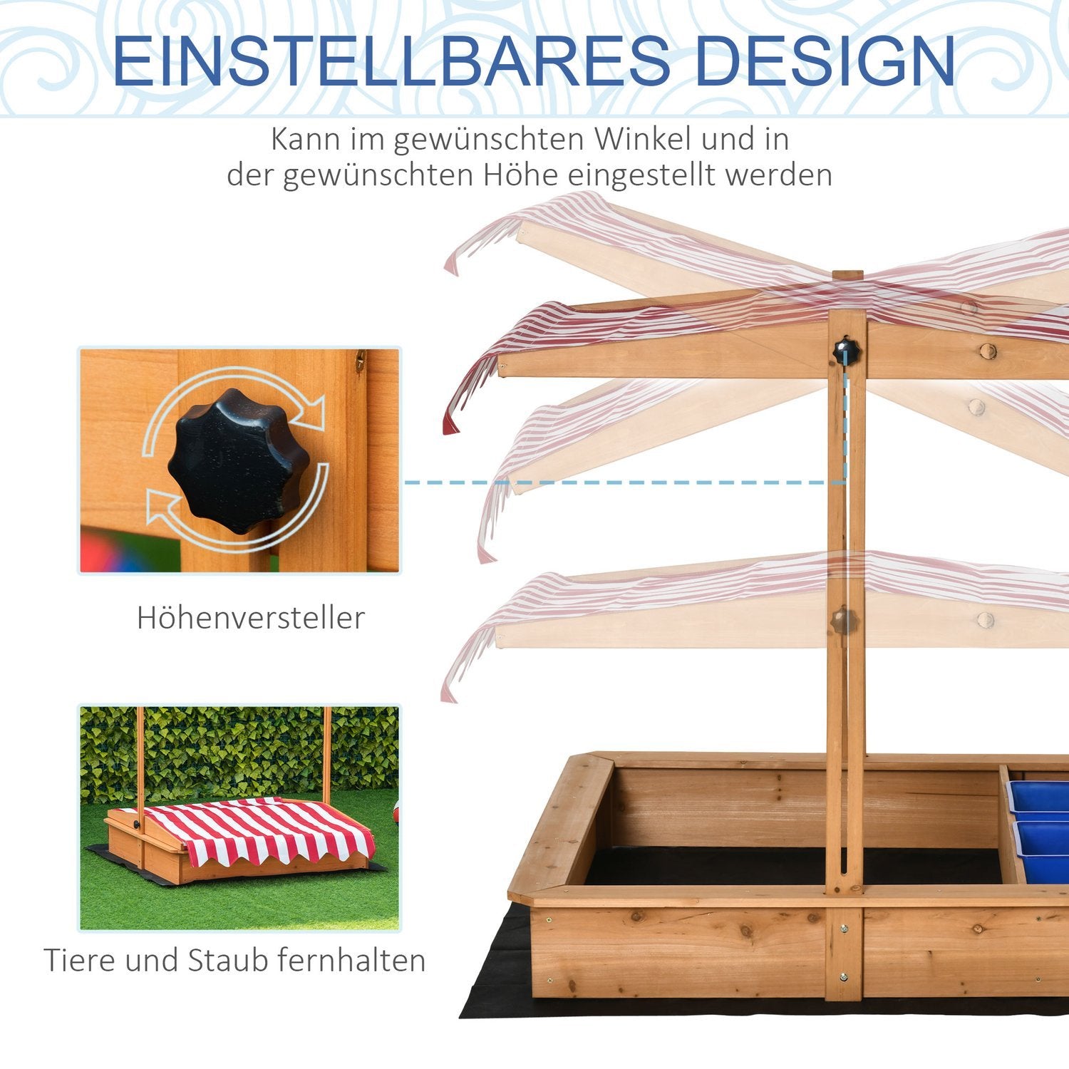 Sandlåda Trä Bottenlös Design Lera Område För Barn 3-7 År Sandlåda Med Täckande Tak För Garden Patio Beach