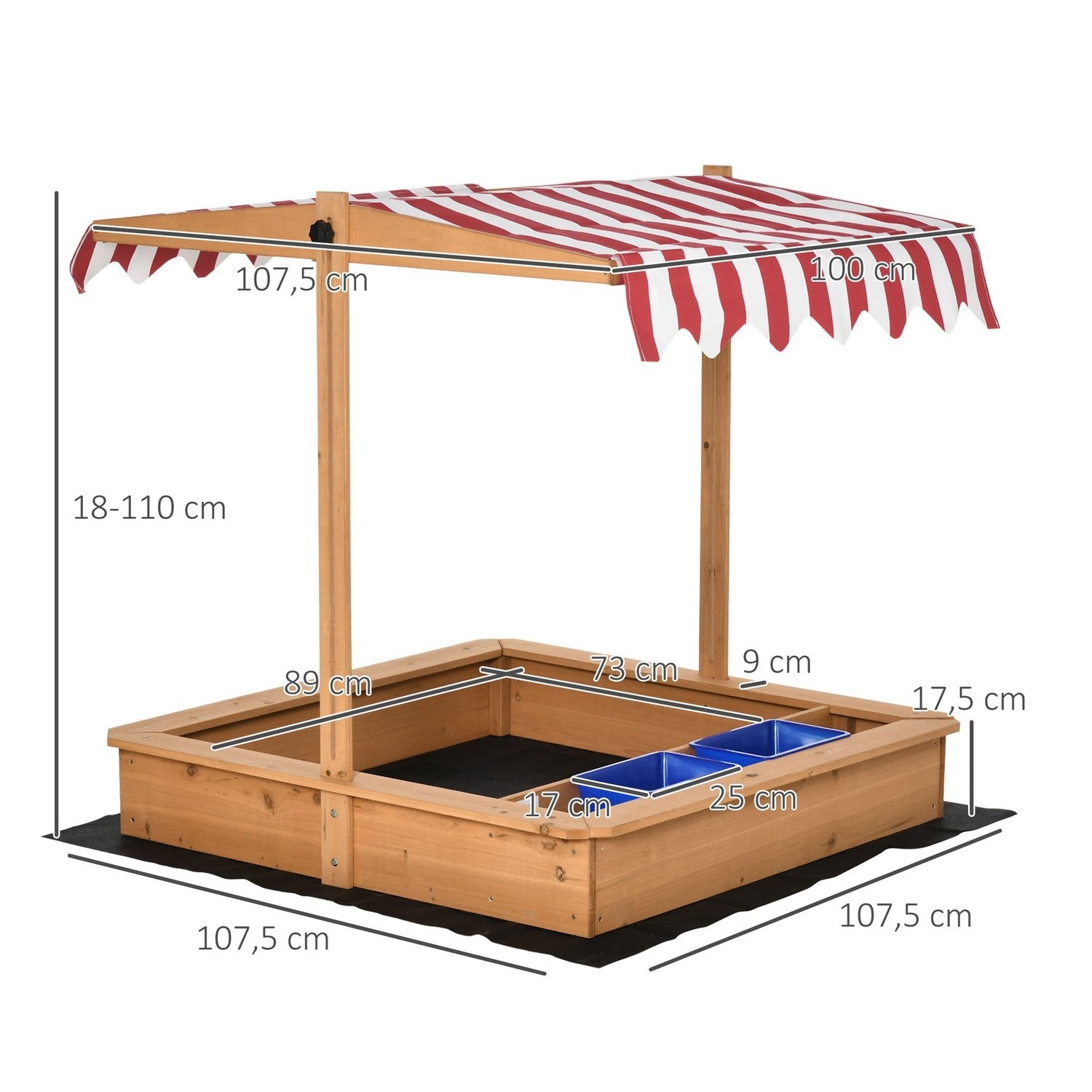 Sandlåda Trä Bottenlös Design Lera Område För Barn 3-7 År Sandlåda Med Täckande Tak För Garden Patio Beach