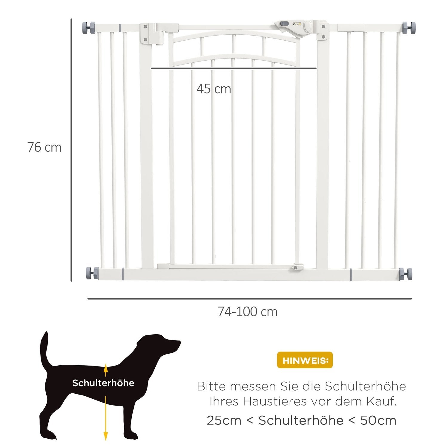 Hundedørportlås med automatisk lukkedør, 74-100 cm, skorsteinsvakt, ingen boring for små til mellomstore hunder