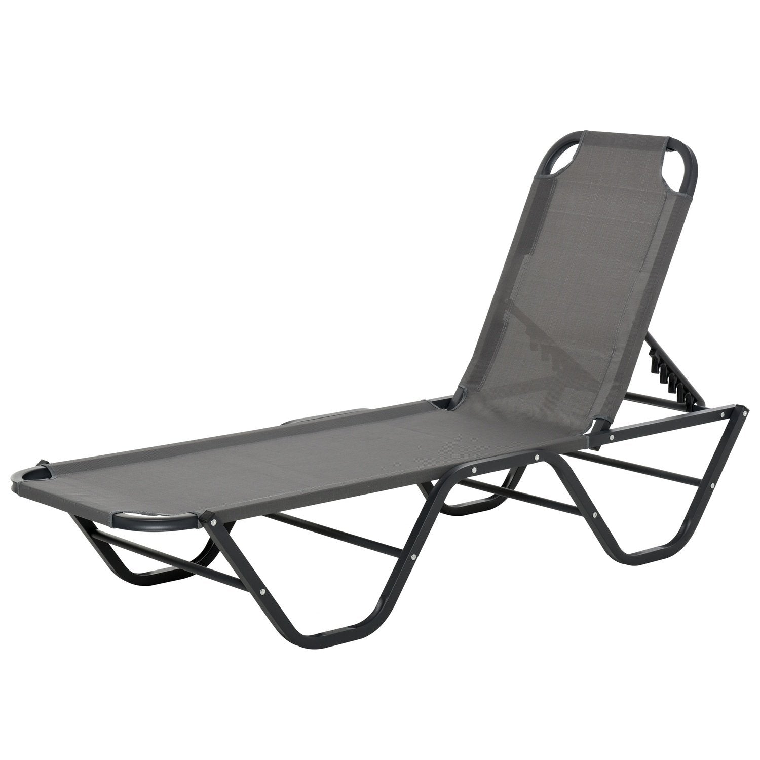 Solstol Strandsäng 5-Vånings Trädgårdssäng I Aluminium Relax Solstol Textline Grå + Svart 163 X 58,5 X 91 Cm