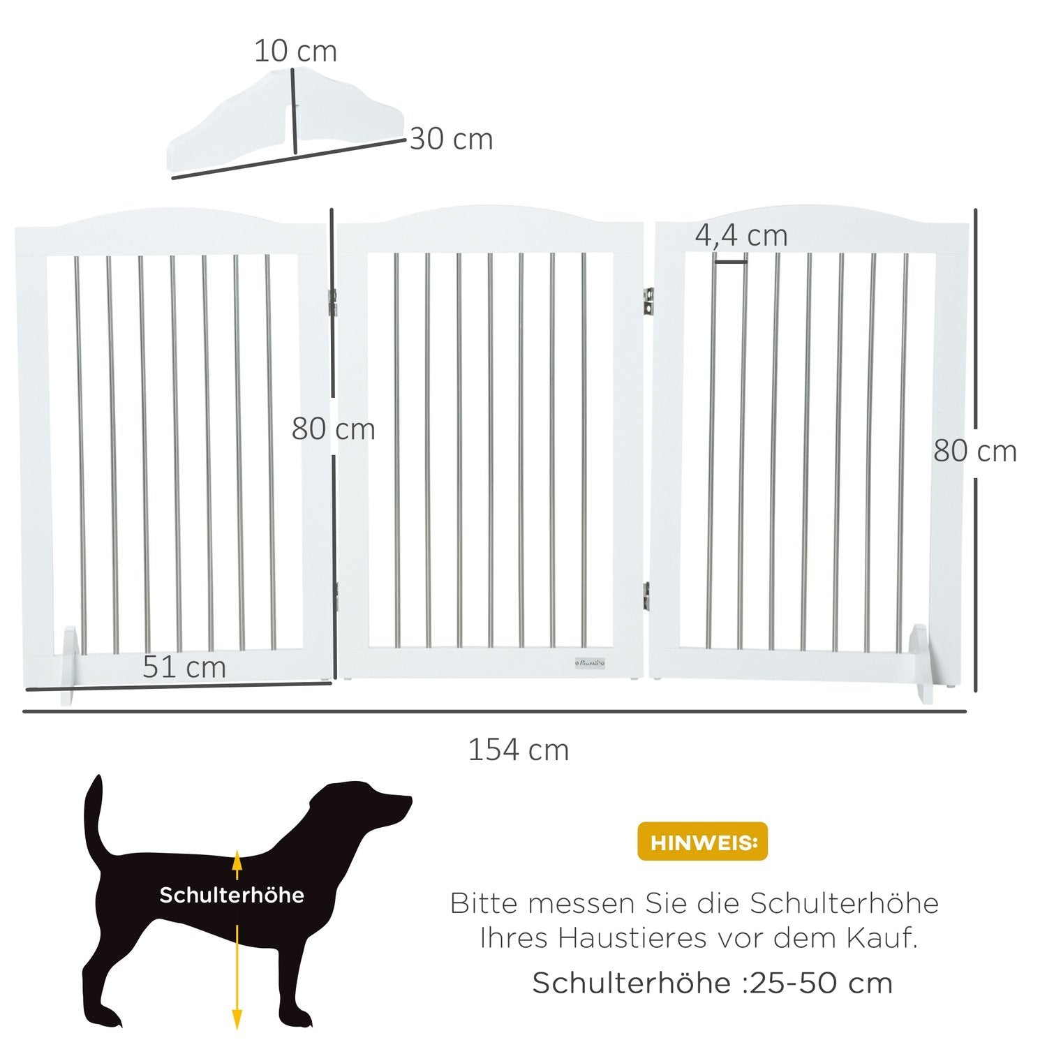 Hundspärrdörr Säkerhetsport Vikbar Hundgrindstativ 3 Paneler Trappport Vit 154X30X80Cm