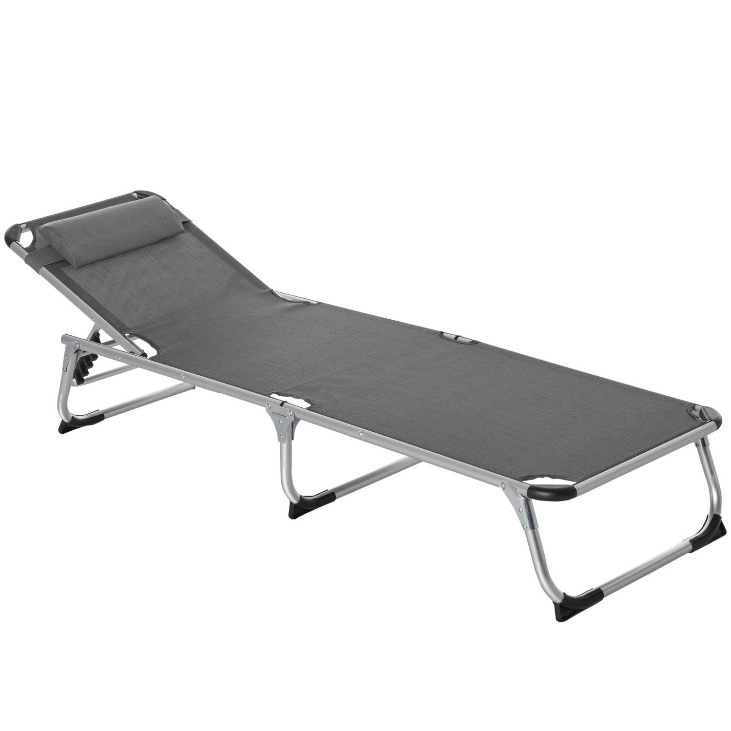 Solseng Hagestol Solseng i aluminiumsstoff Relax stol 5-veis Justerbar Sammenleggbar Ergonomisk Mesh Grå 170 X 60 X 76 Cm