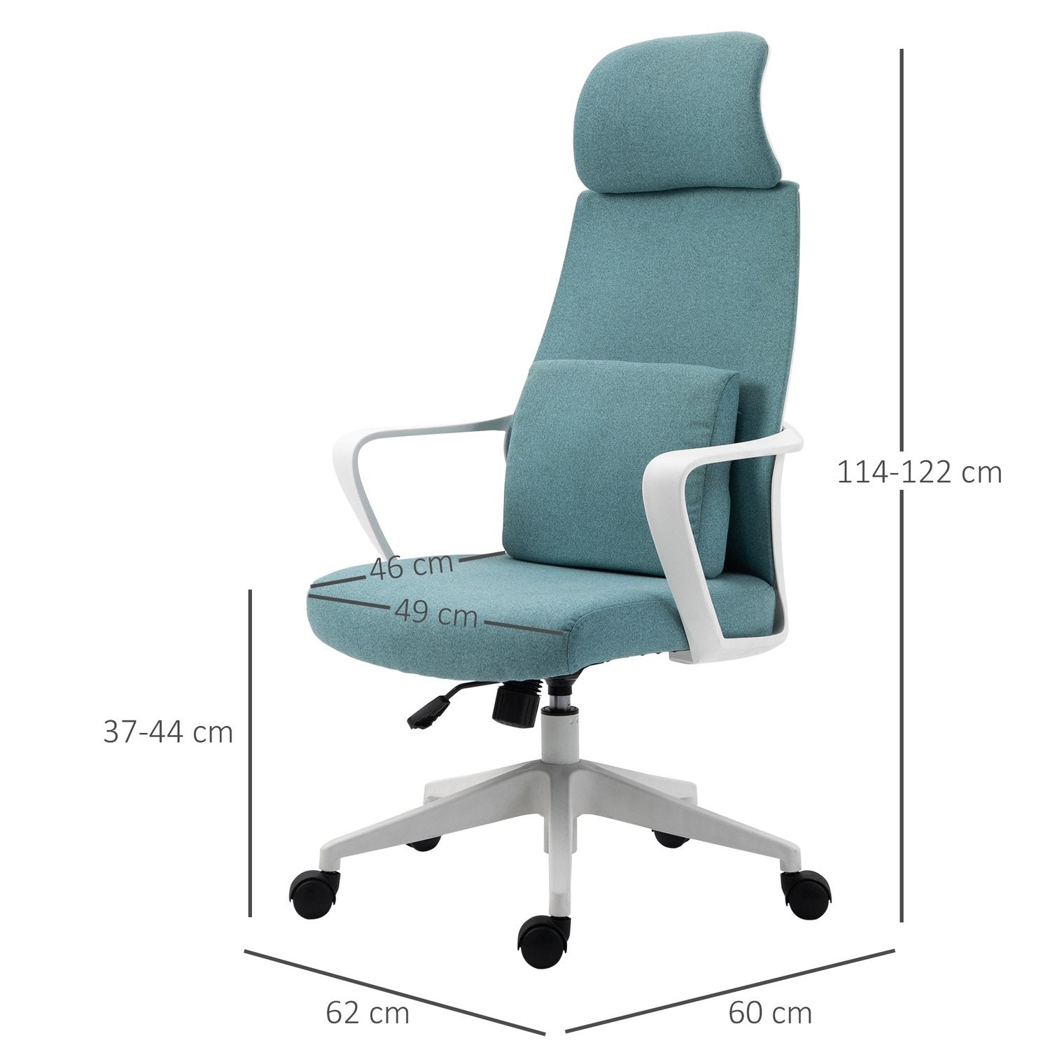 Ergonomic Executive Chair Höjdjusterbar, Massagefunktion, Gaming Stol, Nylon, Blå, 62X60X114-122Cm