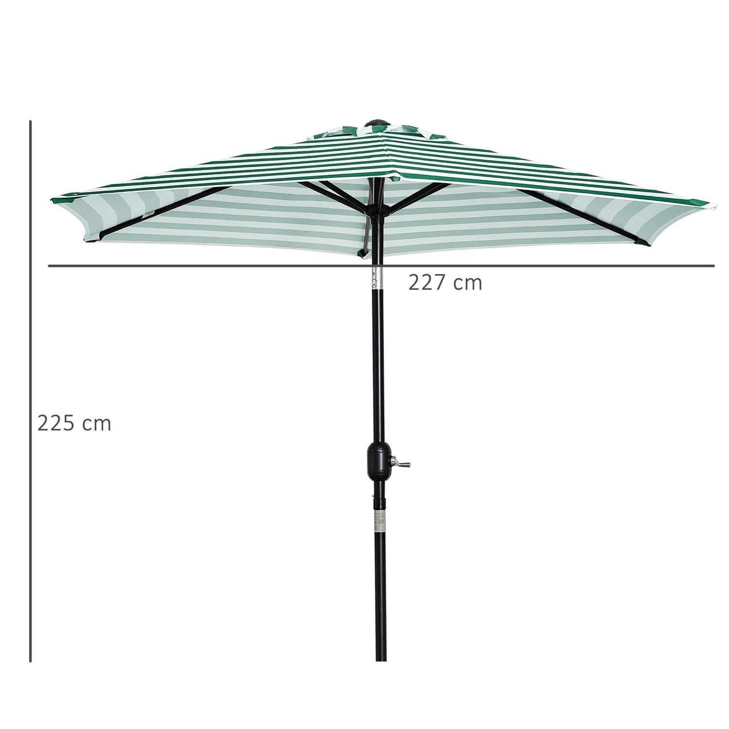 Parasoll Trädgård Paraply Uteplats Parasoll Ram Stål Utomhus Grön Rand Ø230 X 216 Cm