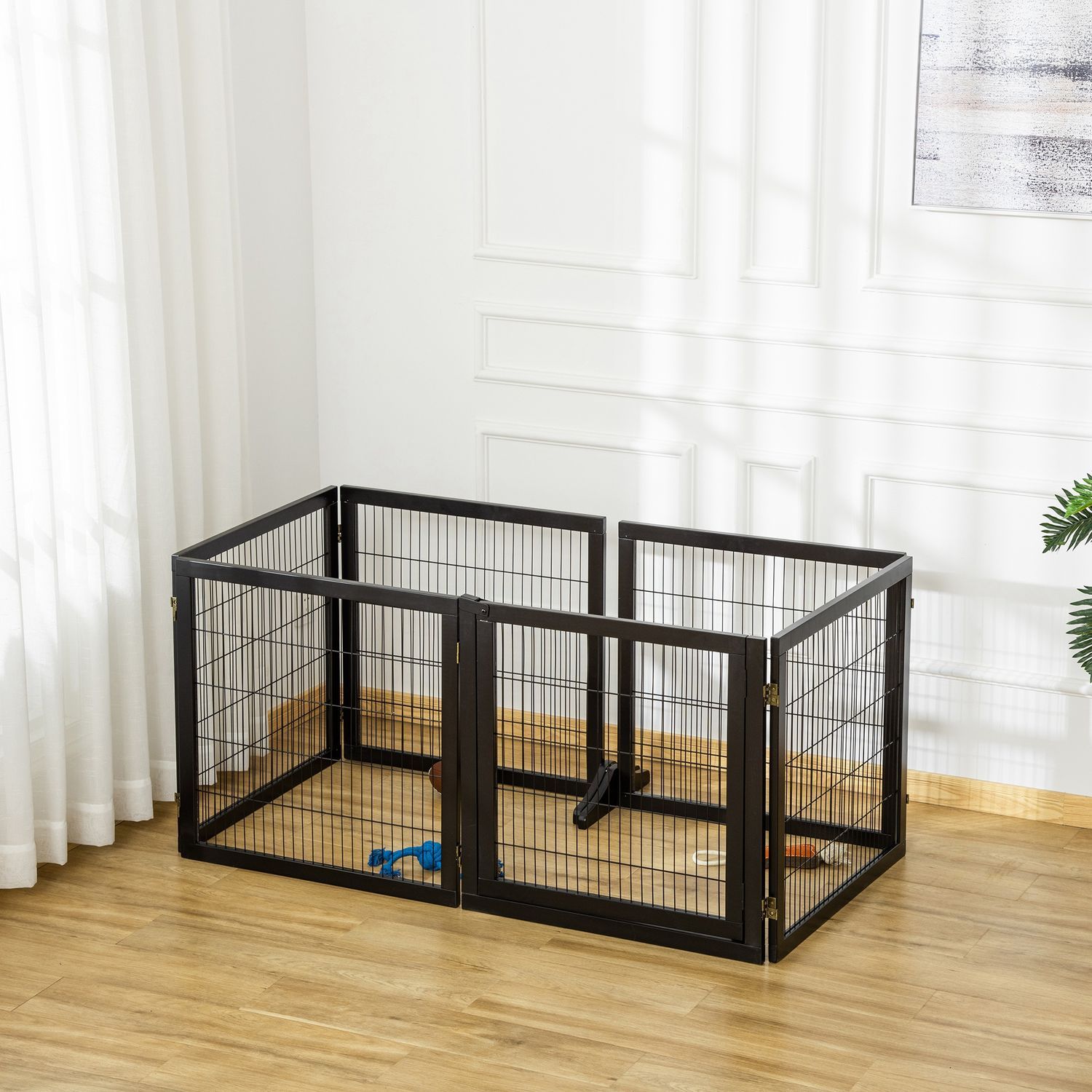 Dør Sikkerhetsport Barriere For Hunder Beskyttende Sport Hundeport Sikkerhetsdør Toveis sammenleggbar Furu Metall Svart 432X36X70Cm