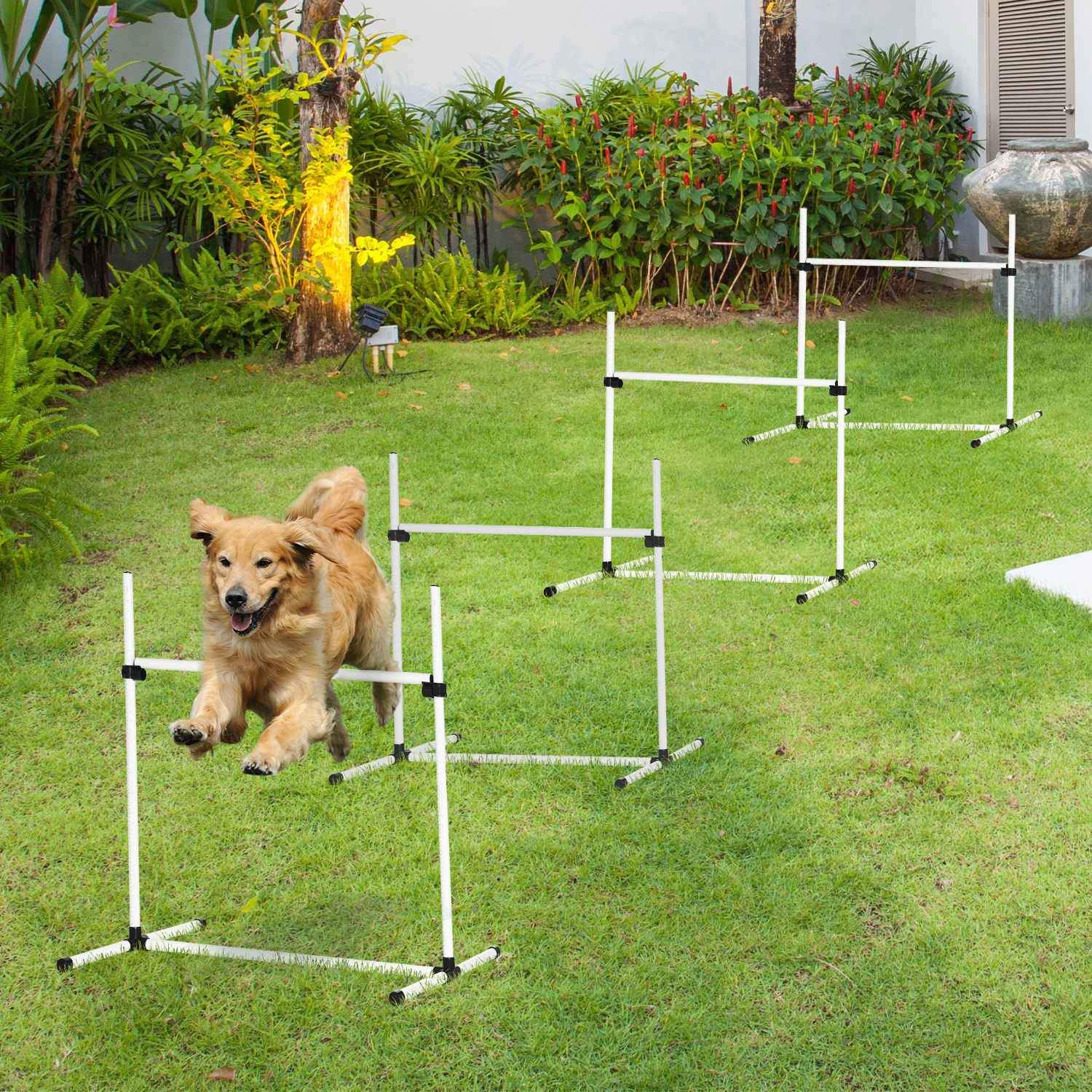 Agility Häckset Slalomstänger Hundträningsset 4 X Häck, Plast, Vit, 99X65X94Cm