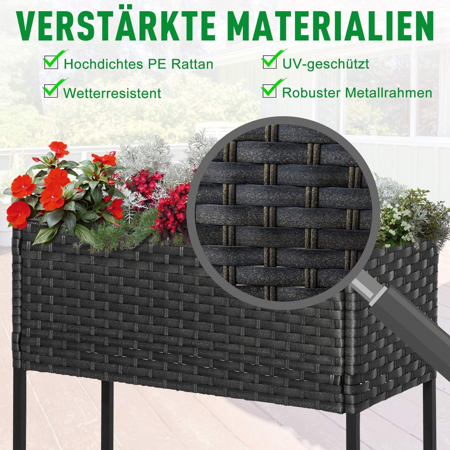 Raised Bed Poly Rotting Flower Box Med Fötter Och Hylla, Brun, 70 X 30 X 72 Cm