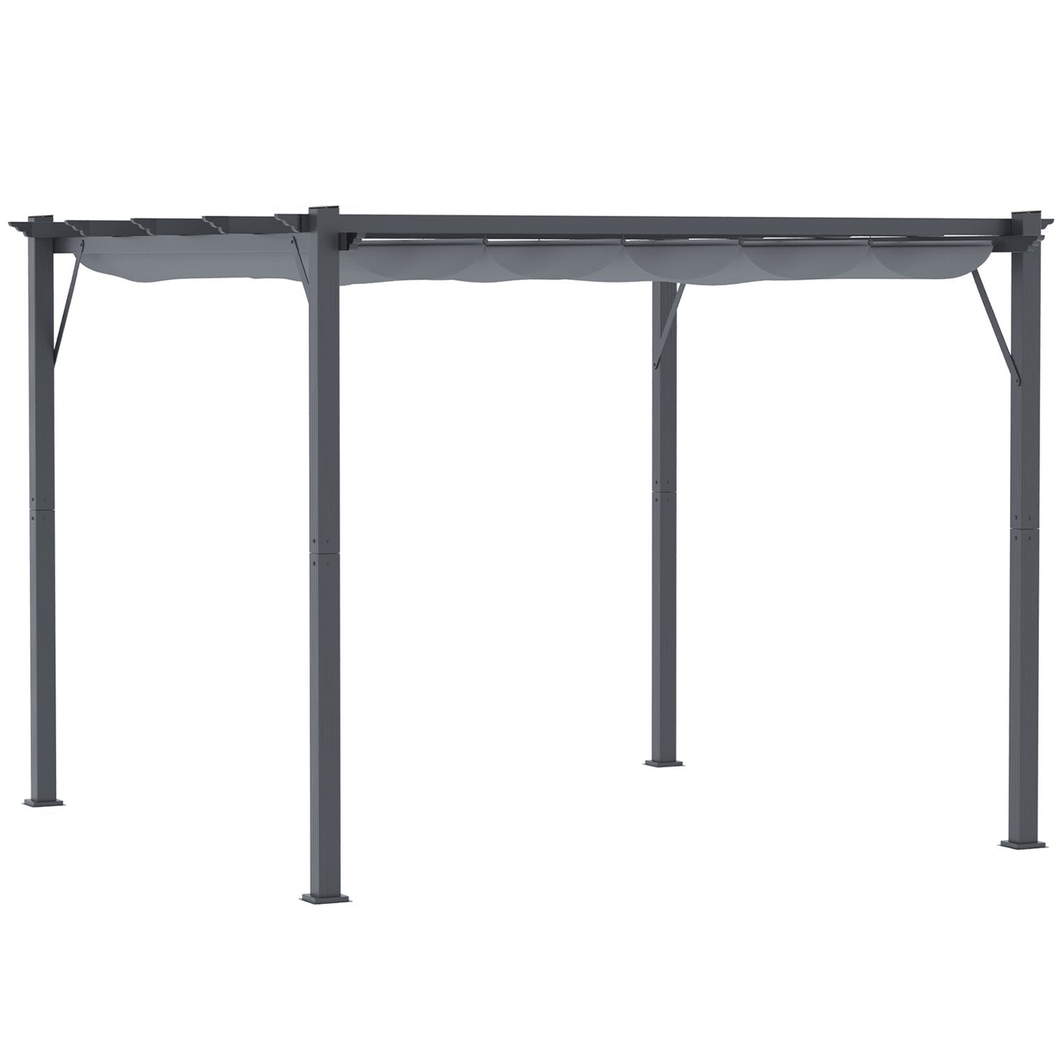 Pergola Gazebo uteplasstak med skyvetak, hage, aluminium, koksgrå + mørkegrå, 3X3X2,23M