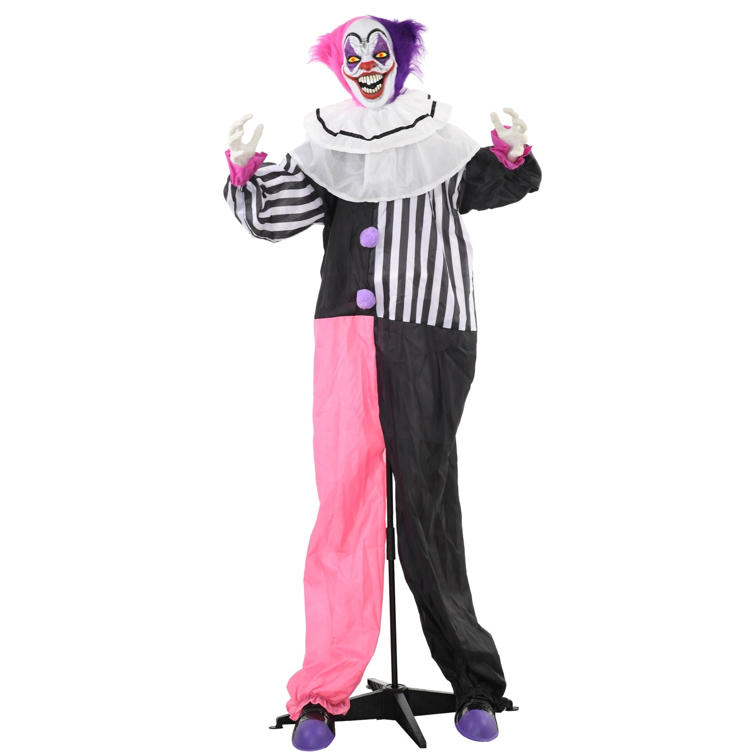 Animerad Halloween-clownrekvisita med rörelse och ljud, 173 cm