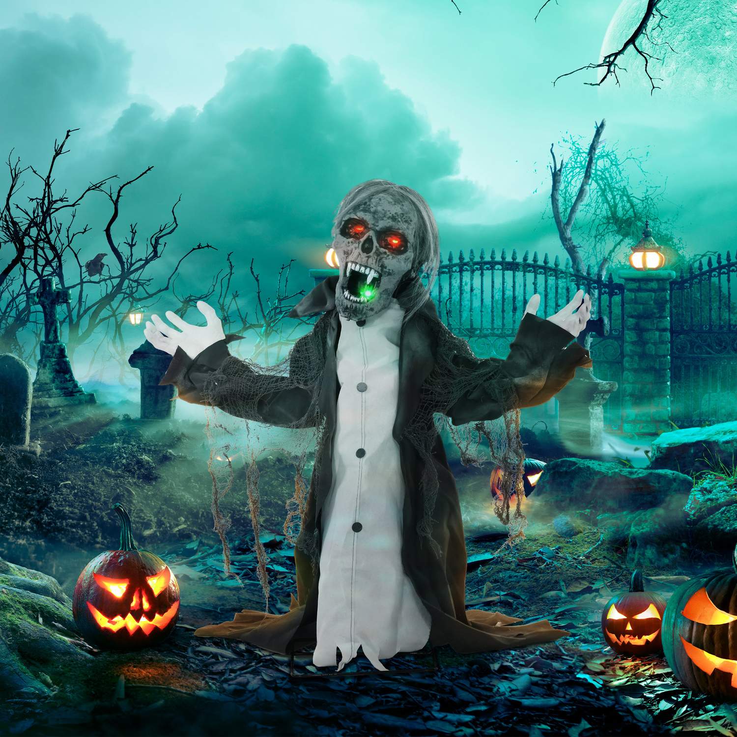 Animerat Halloween zombieskelett med rörliga armar