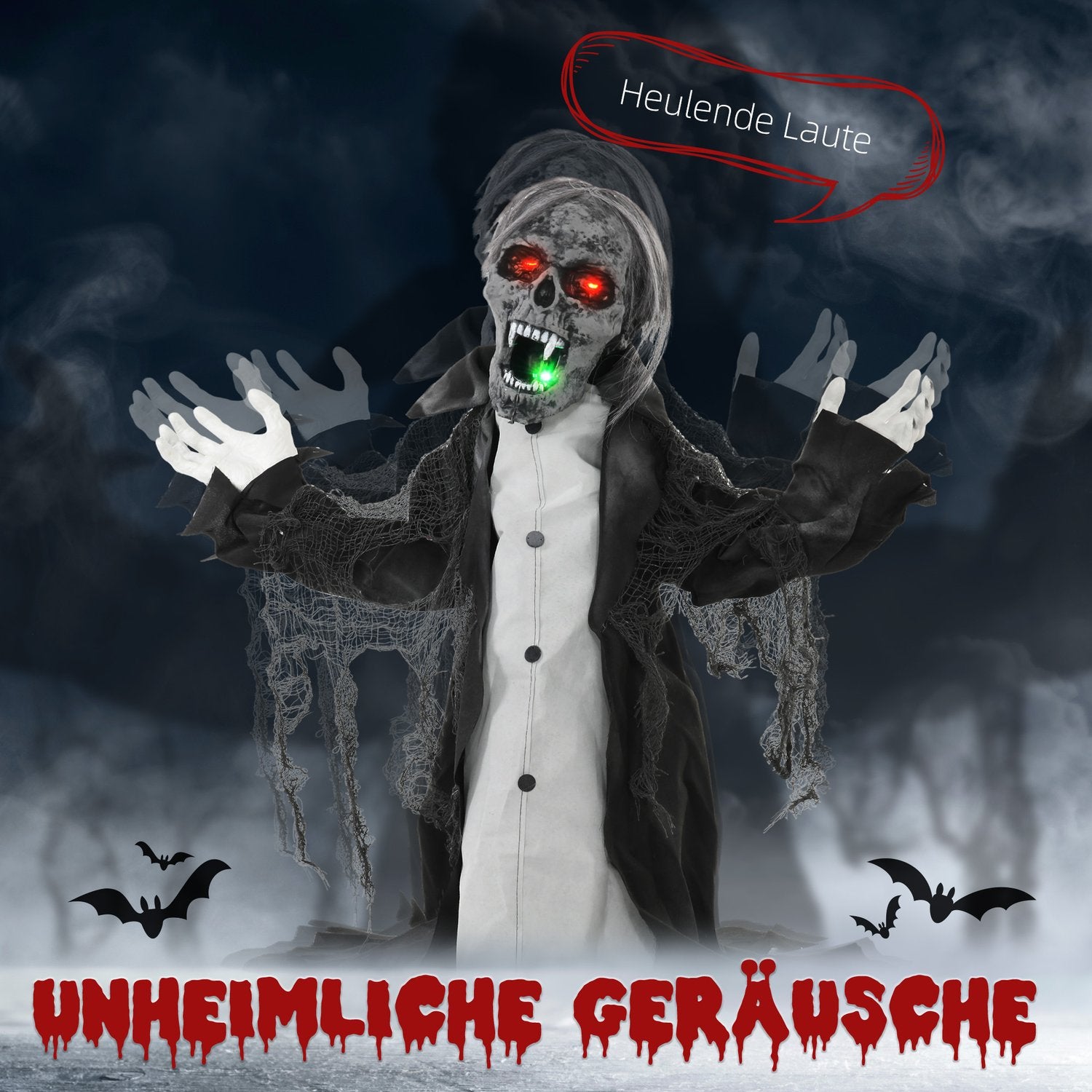 Animerat Halloween zombieskelett med rörliga armar